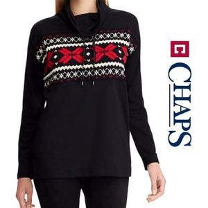 NEW CHAPS BNWT Patterned Knitted Yoke Cowl Sweat Shirt